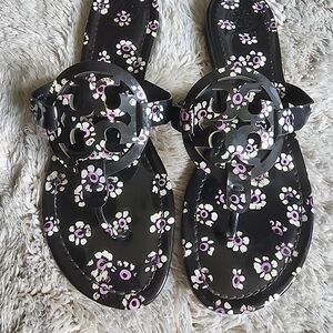 Tory Burch Patent Floral Miller Sandals